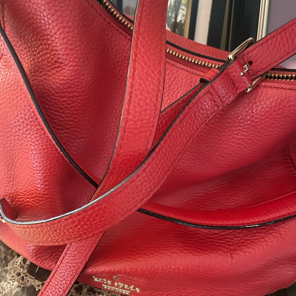 Kate Spade Red Textured Leather Shoulder Bag